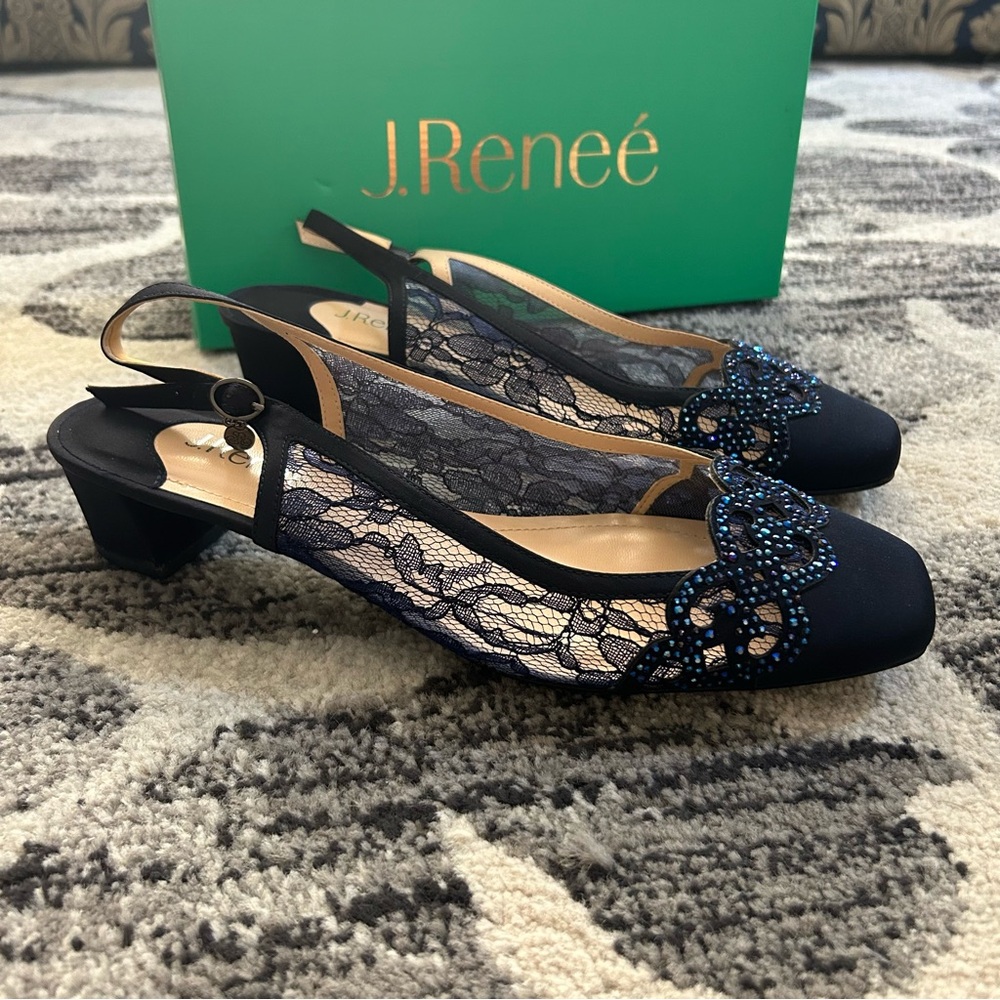 J. Renee Faleece Crystal Embellished Slingback Pump